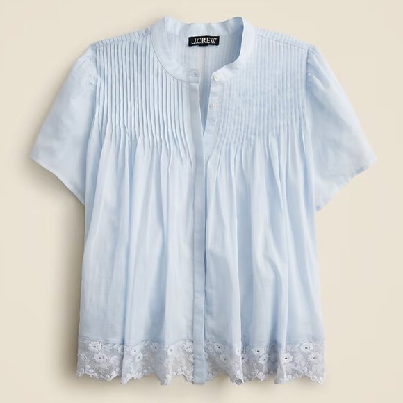 J. Crew Lace-trim pintuck top in cotton voile Size XL - Picture 1 of 9